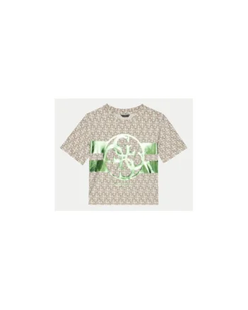 Tricou din bumbac cu logo cu aspect metalic imprimat