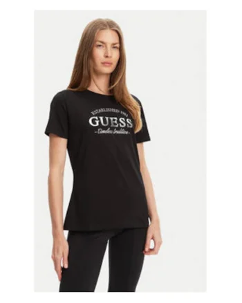 Tricou din amestec de bumbac cu model logo cu strasuri