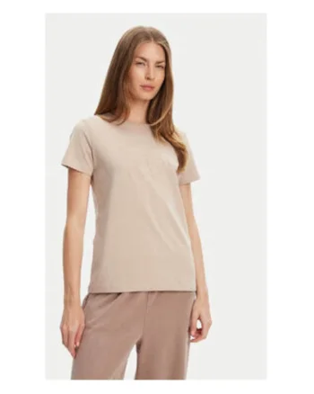 Tricou din amestec de bumbac cu model uni si maneci scurte