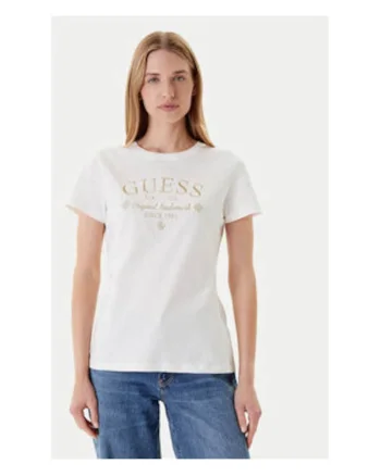 Tricou din bumbac cu decolteu la baza gatului si logo frontal