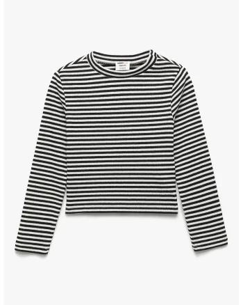 Bluza slim fit cu model in dungi, Negru/Alb optic