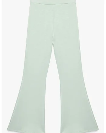 Pantaloni evazati cu talie elastica, Verde pal