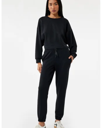 Bluza de trening din amestec de modal cu decolteu pe partea din spate, Negru