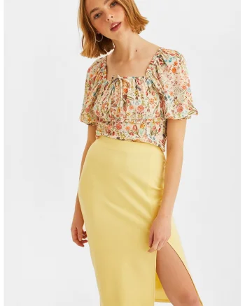 Bluza cu imprimeu si maneci scurte, Multicolor