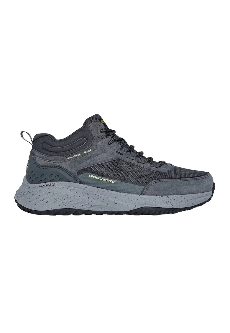 Pantofi sport impermeabili cu insertii de piele nabuc, Gri carbune