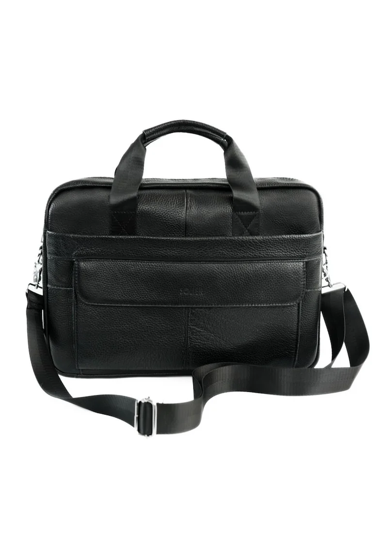 Geantă barbati  SL46 Dune, piele naturală, compartiment pentru laptop 13,3", neagră, 40x29x7cm