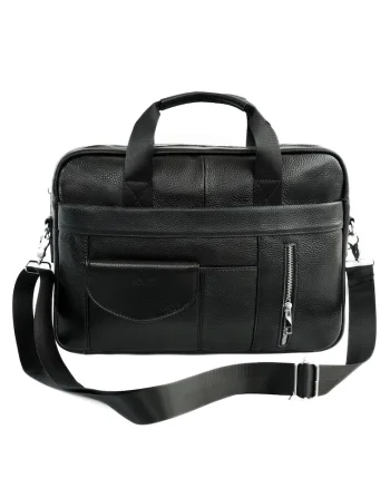 Geanta barbati din piele pentru laptop  SL49 BRANN, neagra