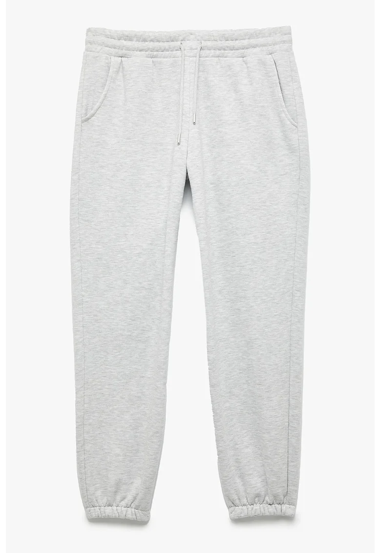 Pantaloni din amestec de bumbac cu snururi, Gri deschis melange