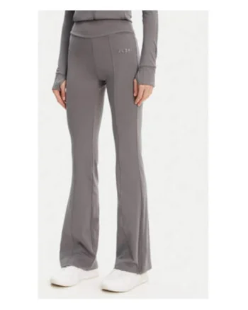 Pantaloni de trening cu croiala evazata, talie inalta si logo metalic discret