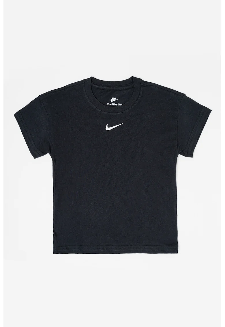 Tricou din bumbac cu detaliu logo, Alb/Negru