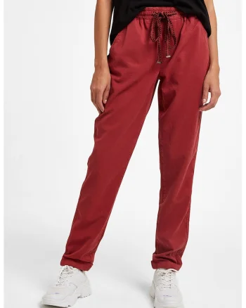 Pantaloni jogger din bumbac si lyocell, Rosu inchis