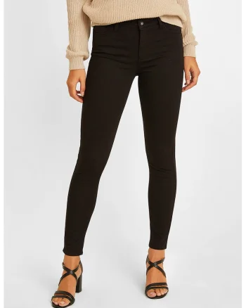 Blugi crop skinny cu talie medie, Negru stins