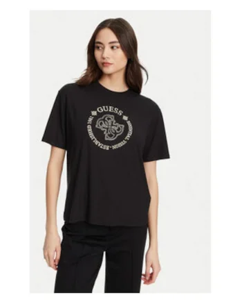 Tricou uni regular fit din viscoza cu logo brodat