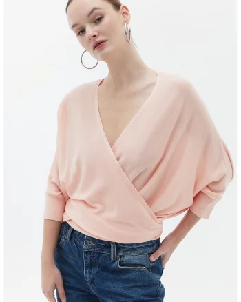 Cardigan lejer cu snururi de ajustare, Roz pal