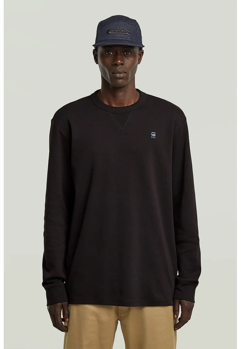 Bluza regular fit cu decolteu la baza gatului, Negru/Albastru deschis