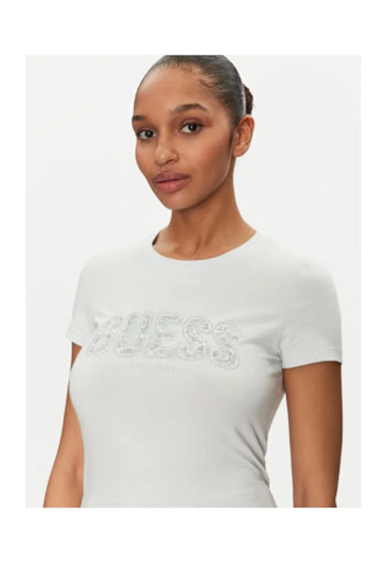 Tricou din amestec de bumbac organic cu decolteu la baza gatului,