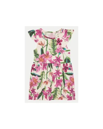 Rochie cu imprimeu floral si maneci scurte