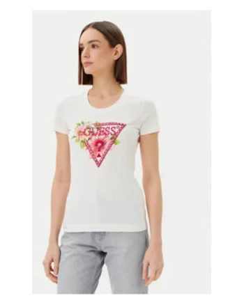 Tricou slim fit cu imprimeu logo floral
