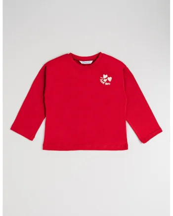 Bluza de bumbac cu imprimeu, Rosu
