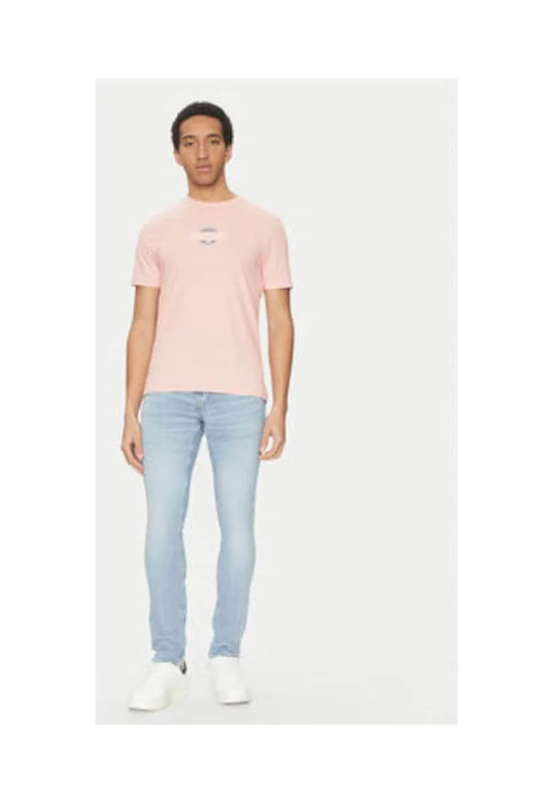 Tricou slim fit cu decolteu la baza gatului