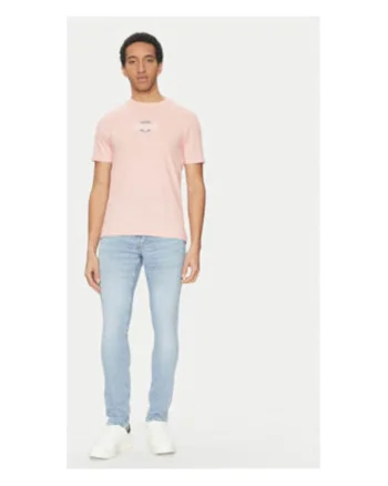 Tricou slim fit cu decolteu la baza gatului