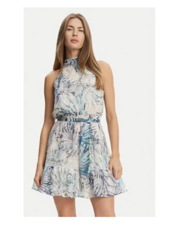 Rochie scurta fara maneci cu imprimeu floral