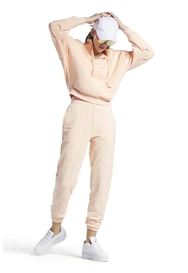 Pantaloni sport cu talie inalta si detaliu logo Classics, Piersica