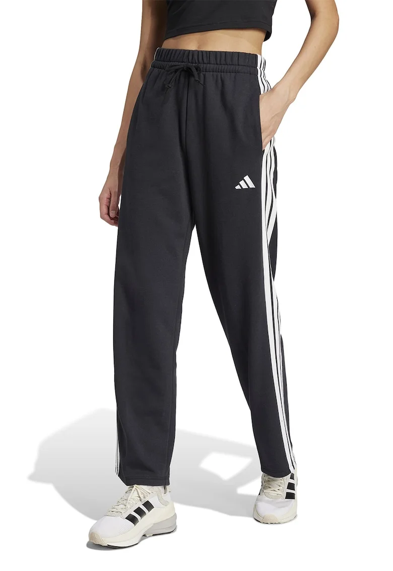 Pantaloni lungi de trening cu snur, Alb/Negru