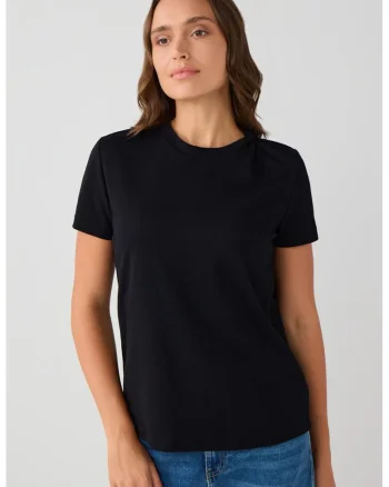 Tricou uni din amestec de bumbac, Negru