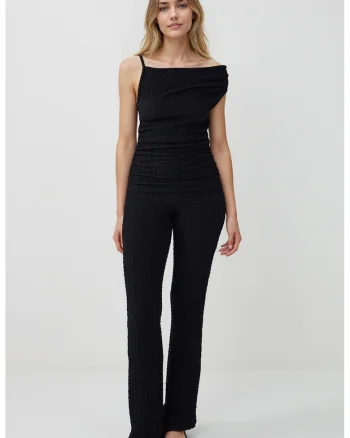 Pantaloni drepti texturati, Negru