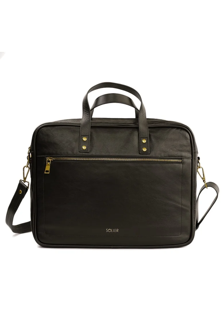 Geanta de laptop din piele  SL05 NEWBRIDGE, maro inchis