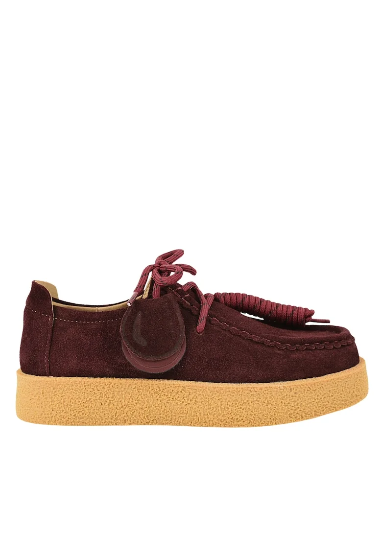 Tenisi casual, dama,  T003 bordo, piele nabuc, Rosu bordo prafuit