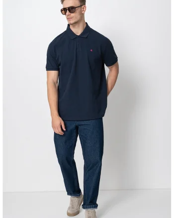 Tricou polo de bumbac pique, Bleumarin