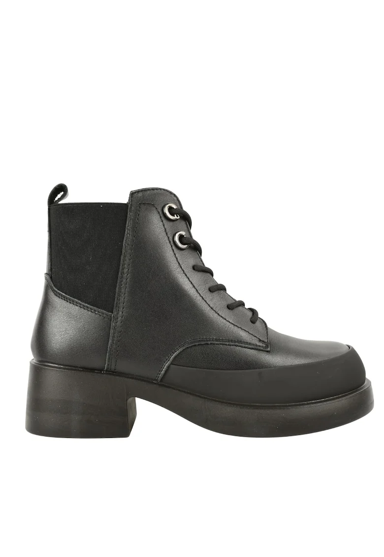 Ghete casual, dama,  X470006A, negru, piele naturala, cu toc, Negru
