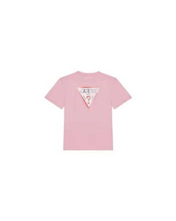 Tricou din bumbac cu logo frontal si dcolteu la baza gatului