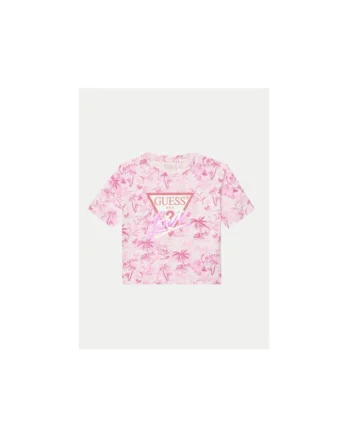 Tricou din amestec de bumbac cu imprimeu tropical si logo