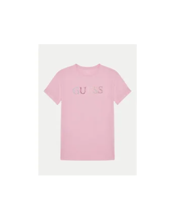 Tricou cu decolteu la baza gatului si logo cu strasuri