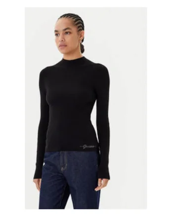 Pulover elastic din amestec de acril cu guler inalt