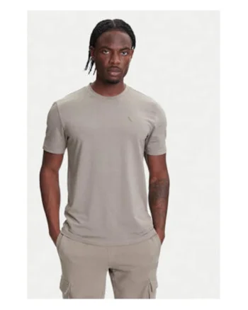 Tricou din amestec de bumbac si modal cu decolteu la baza gatului,