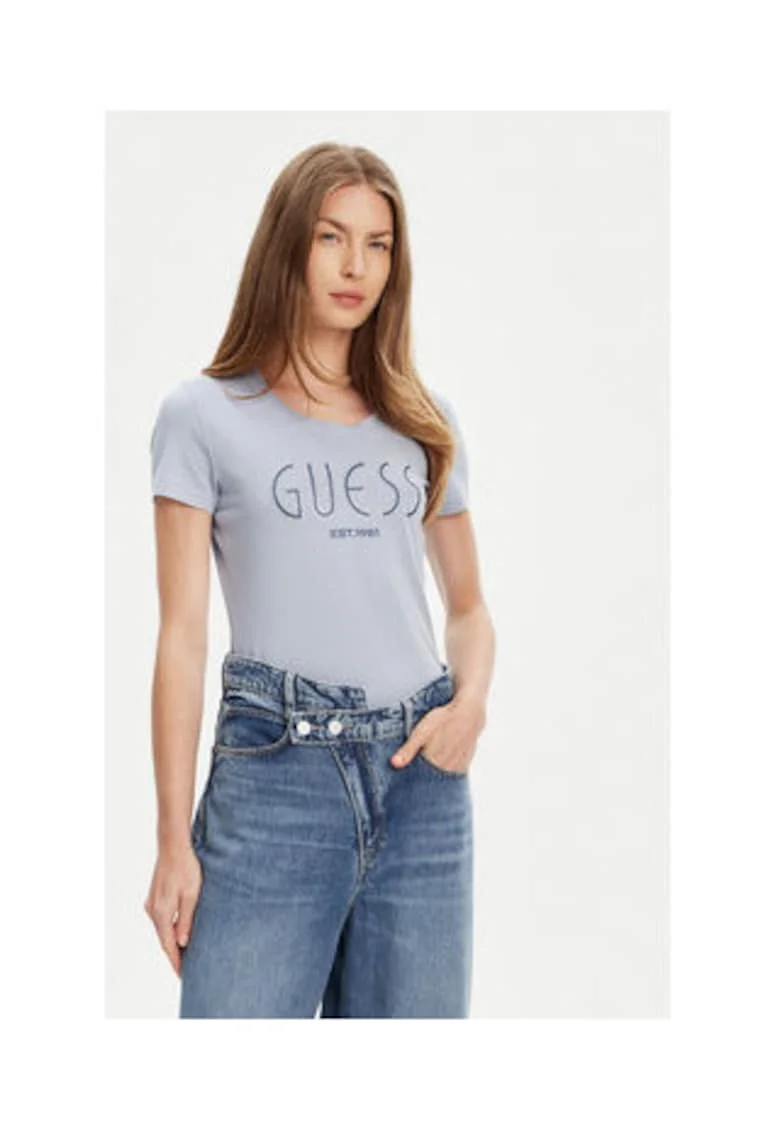 Tricou din amestec de bumbac organic cu imprimeu logo pe piept