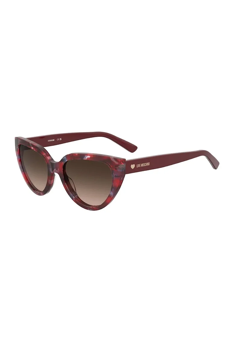 Ochelari de soare cat-eye cu lentile in degrade, Albastru oceanic/Roz inchis/Rosu vintage