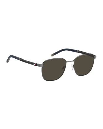 Ochelari de soare patrati cu rama metalica, Gri carbon/Gri carbune