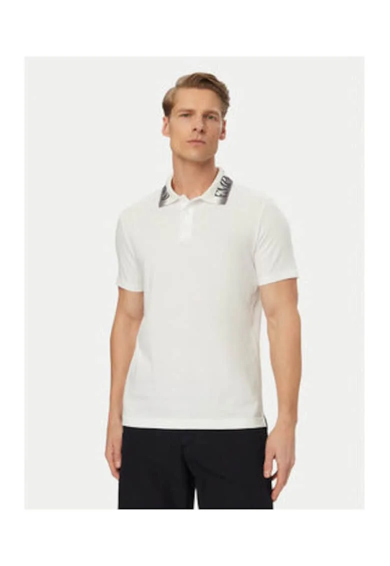 Tricou Polo Barbati,  Alb, bumbac, imprimeu grafic