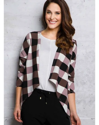Bolero Lejer,  Maro, Imprimeu Carouri, Stil Casual, Confort Zilnic, Purtare Usoara, Aspect Elegant, Versatilitate Maxima, Design Modern, Maro