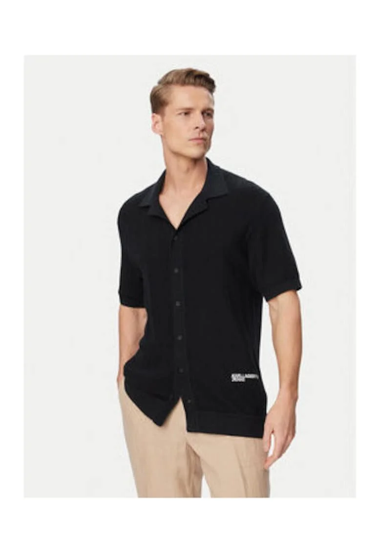 Camasa polo Barbati,  Negru, Croiala lejera, Bumbac