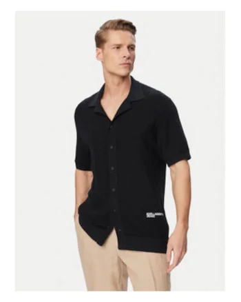 Camasa polo Barbati,  Negru, Croiala lejera, Bumbac