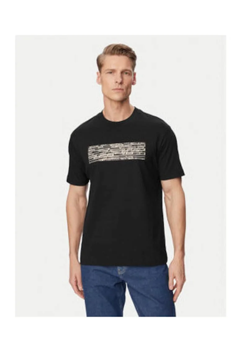 Tricou barbati,  negru, bumbac, imprimeu grafic