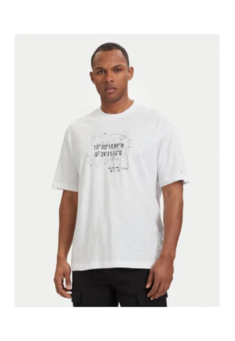 Tricou barbati,  alb, bumbac organic, imprimeu grafic