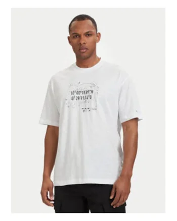Tricou barbati,  alb, bumbac organic, imprimeu grafic