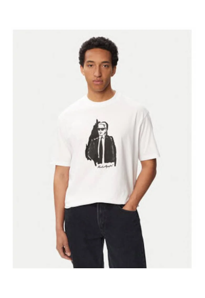 Tricou barbati,  alb, bumbac organic, imprimeu grafic
